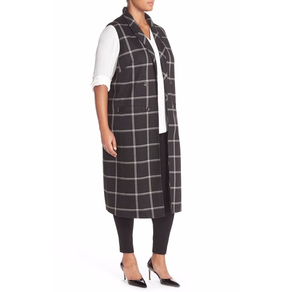 Halogen Windowpane Check Long Vest Size Medium